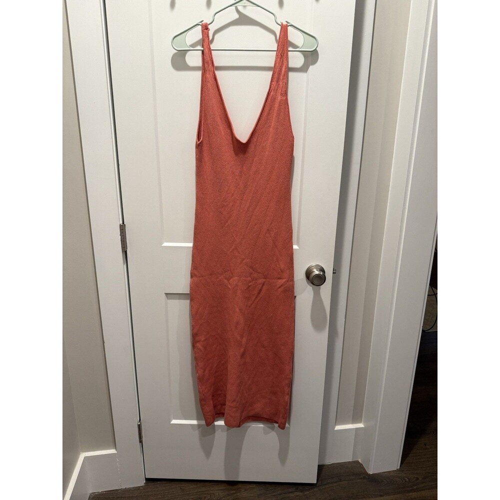 Free People Beach Daniela Midi Dress Womens Small Faded Coral Ribbed Knit Resort